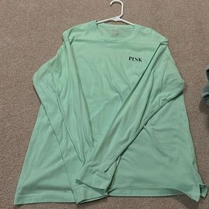 Mint green long sleeve PINK shirt